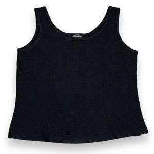 Women's L Black Knit Sweater Tank Top Closet Staple Basic Crop To Waist Caelian
